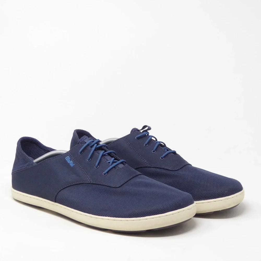 OluKai Mens Nohea Moku Boat Shoes Blue Mesh Lace Up 13